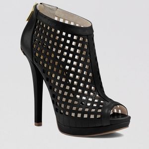 Michael Kors Graham Caged Black Booties Heels 9.5